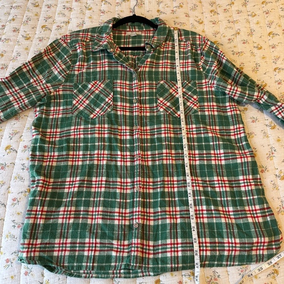Croft & Barrow Women's XL Plaid Flannel Button-Up Shirt 100% Cotton Green Red - Picture 6 of 6